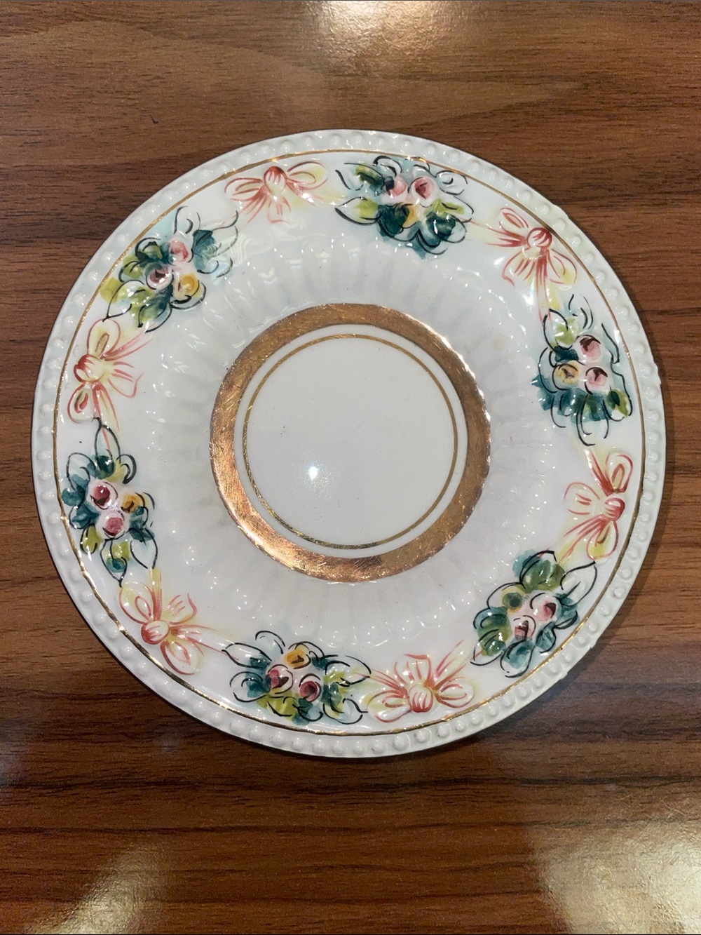 VTG Capodimonte Italy Hand Painted Floral Saucer Single Replacement Plate 4.5”